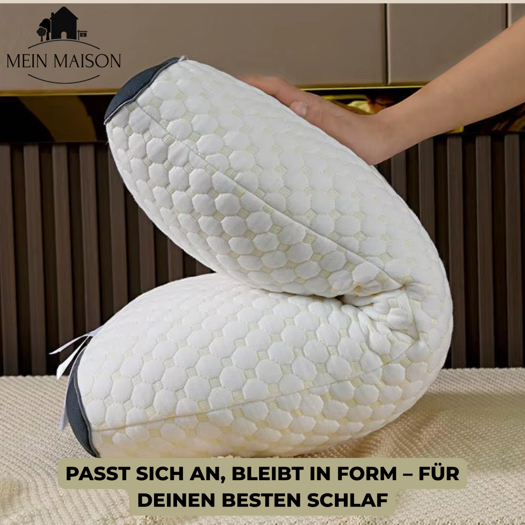 Detailansicht: Orthopädisches Nackenkissen aus Viscoschaum, atmungsaktiver Bezug.