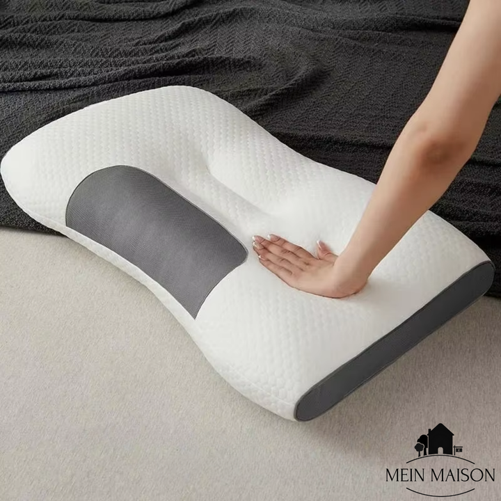 Ergonomisches Nackenkissen für Tiefschlaf, lindert Nackenschmerzen durch optimale Stütze.