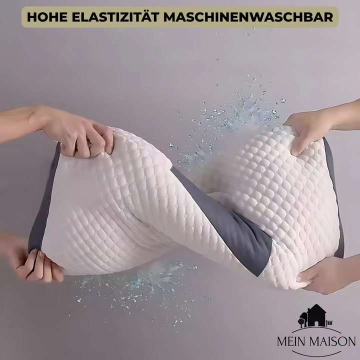 Weißes orthopädisches Memory-Schaum-Kissen, passt sich perfekt an Nacken & Kopf an.