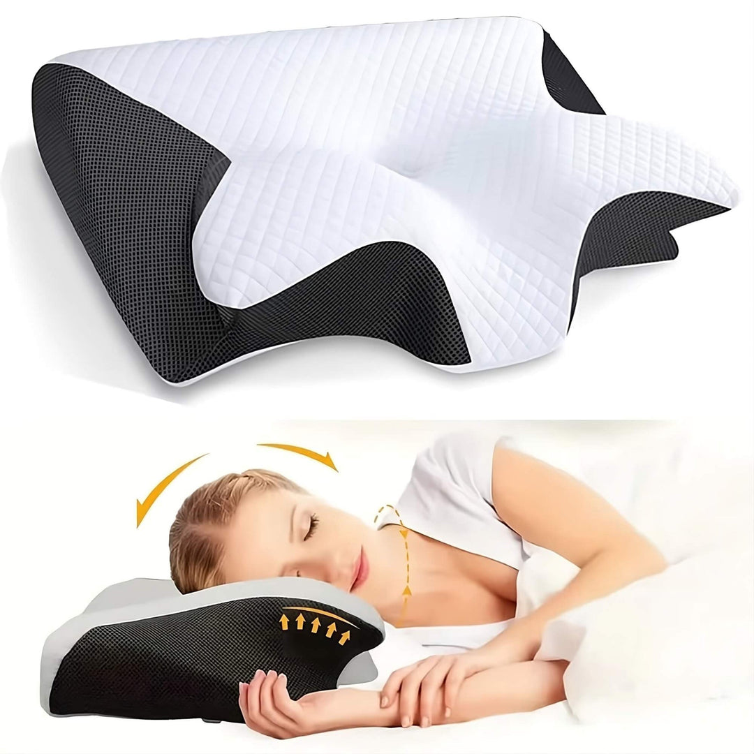 Orthopädisches Nackenkissen DreamAlign aus Memoryschaum für optimale Schlafposition & Wirbelsäulenunterstützung.