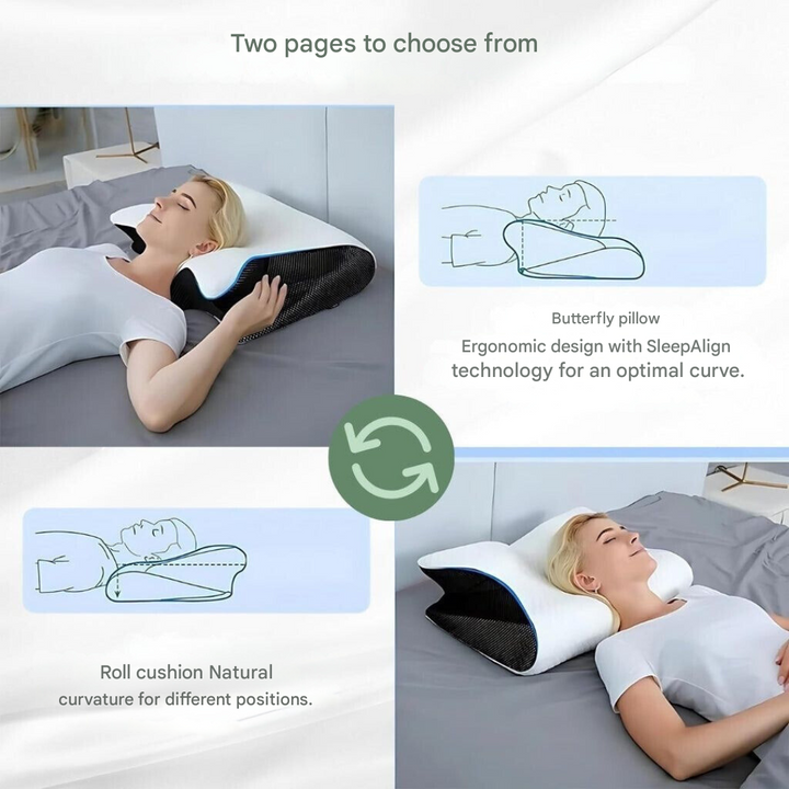Verbessern Sie Ihre Schlafqualität mit dem orthopädischen DreamAlign Kissen gegen Nacken- & Rückenschmerzen.