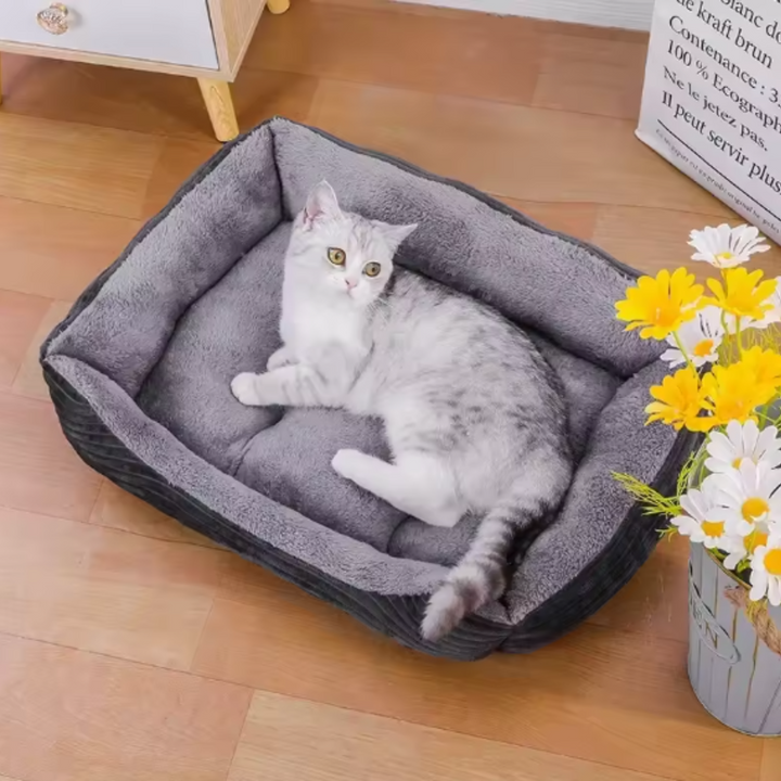 Orthopädisches Plüsch-Haustierbett KuschelNest für Hunde & Katzen, weich & gelenkschonend, ideal für Welpen. Waschbar.