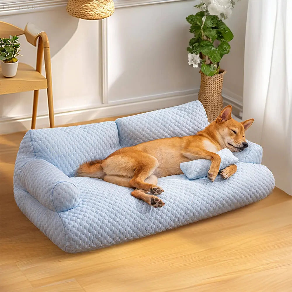 Weiches orthopädisches Katzenbett aus Plüsch, grün, ideal für Tiefschlaf.