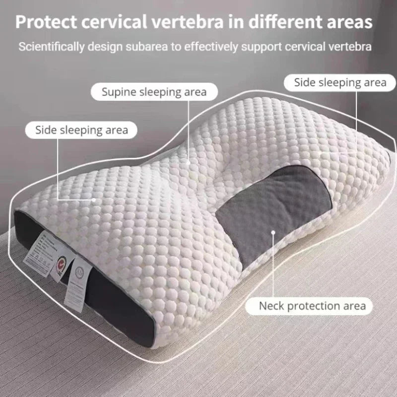 Atmungsaktives RelaxForm Nackenkissen mit Sojafasern, ergonomisch für gesunden Schlaf im Schlafzimmer.