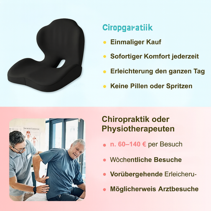 Therapeutisches RelaxoSeat Sitzkissen zur Linderung von Rückenschmerzen, Ischias und Steißbeinschmerzen.