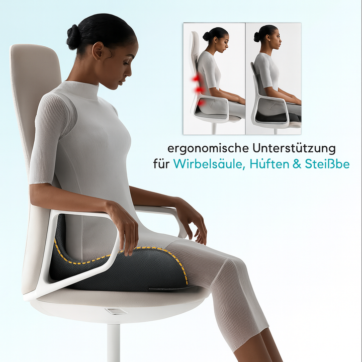 Ergonomisches RelaxoSeat Komfortkissen mit Druckentlastung für Bürostuhl und Autositz.