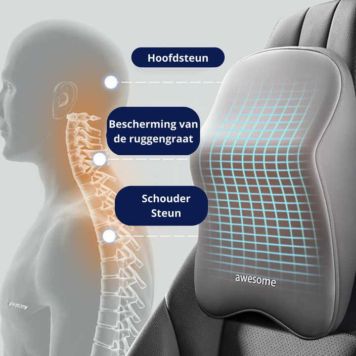 Ergonomisches Nackenkissen für Auto aus Memoryschaum, bietet optimale Unterstützung beim Reisen & Autofahren.
