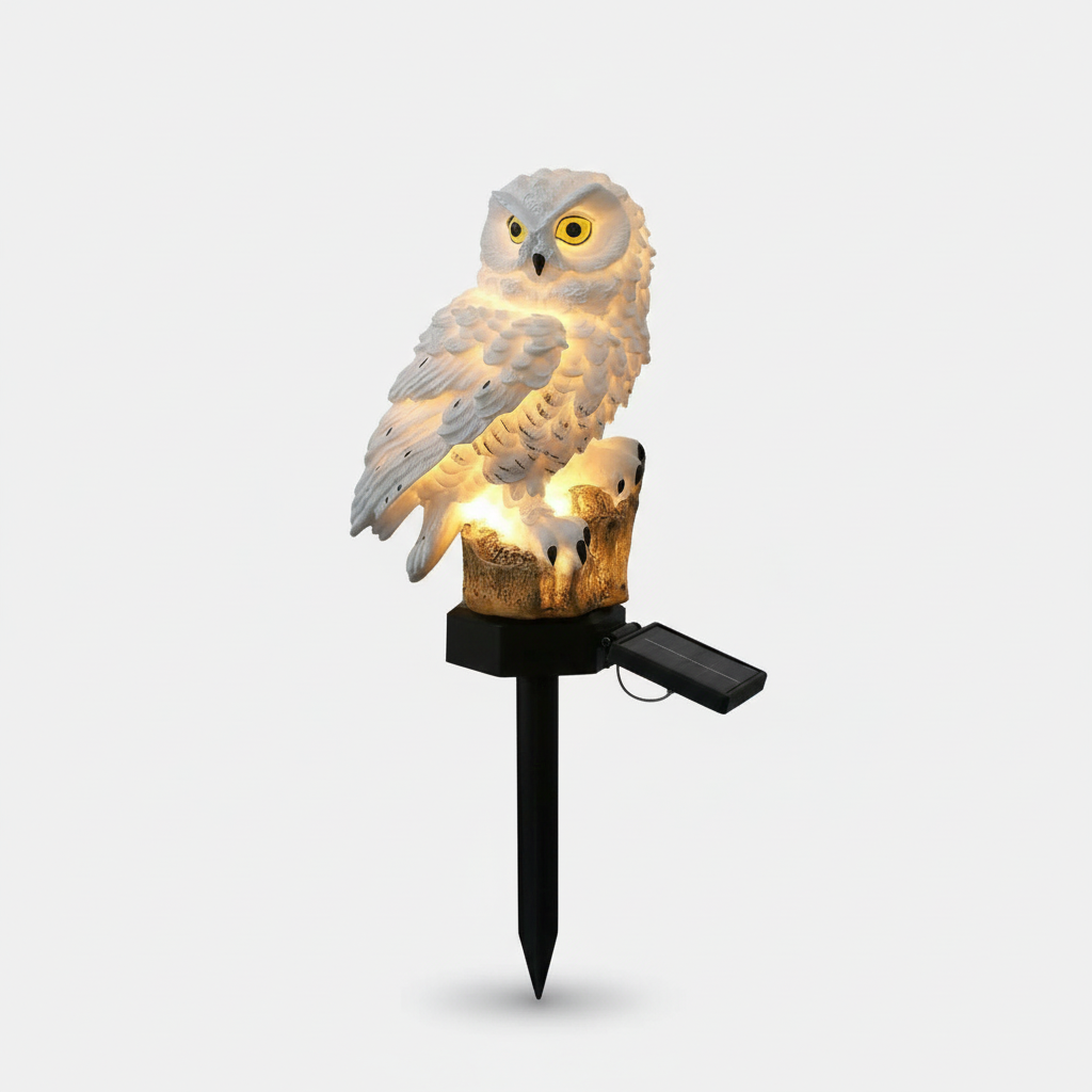 OwlGlow Solar-Gartenleuchte Eule, 45cm, mit Dämmerungssensor & LED, wetterfest für Garten & Outdoor.