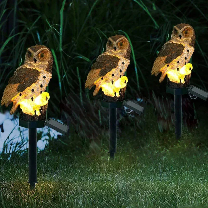 Wetterfeste IP65 OwlGlow Solar-Gartenleuchte im Eulen-Design, umweltfreundliche LED-Deko.