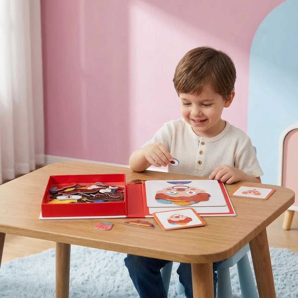 Lernspielzeug: Kinderpuzzle zum Erkennen von Gesichtsausdrücken, fördert emotionale Entwicklung & Kreativität.