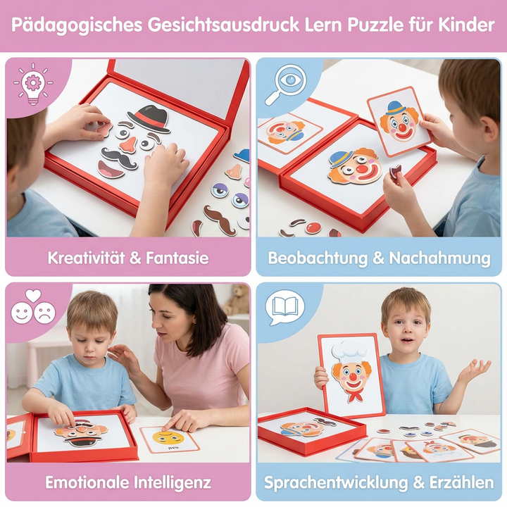 Kleinkindspielzeug: Pädagogisches Gesichtsausdruck Puzzle zur Entwicklung von sozialen Fähigkeiten & Verständnis.