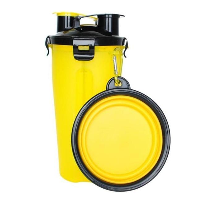 Praktischer Hunde-Reisebecher mit Futterschale & Wassernapf, Trinkflasche für Unterwegs.