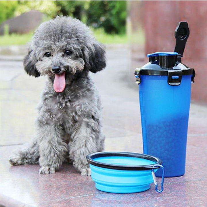Tierbedarf: PawBuddy 2-in-1 Reisebecher – mobiler Wassernapf & Futterbehälter für Hunde.