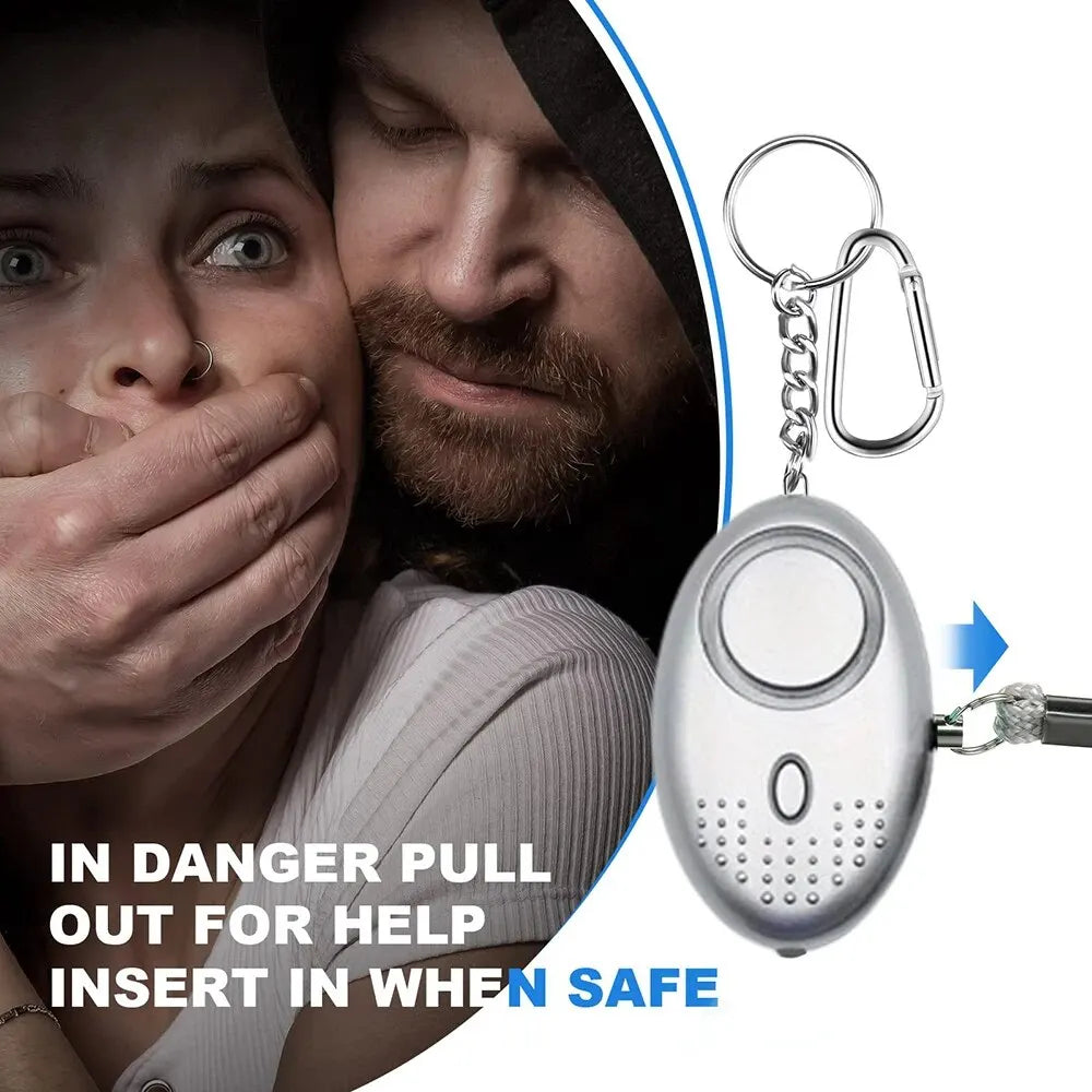 Tragbarer SafeSound 130 dB Sicherheitsalarm mit hellem LED-Licht, ideal für Schlüsselbund, Notfall-Schutz.