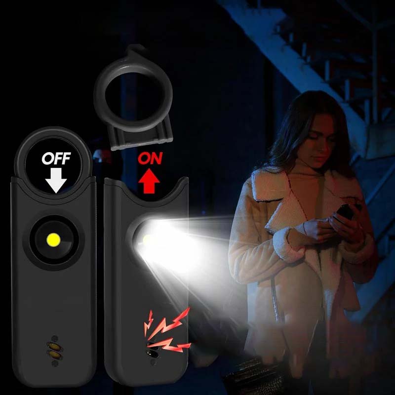 Tragbarer Sicherheitsalarm mit Notfall-LED-Licht, effektiver persönlicher Schutz.