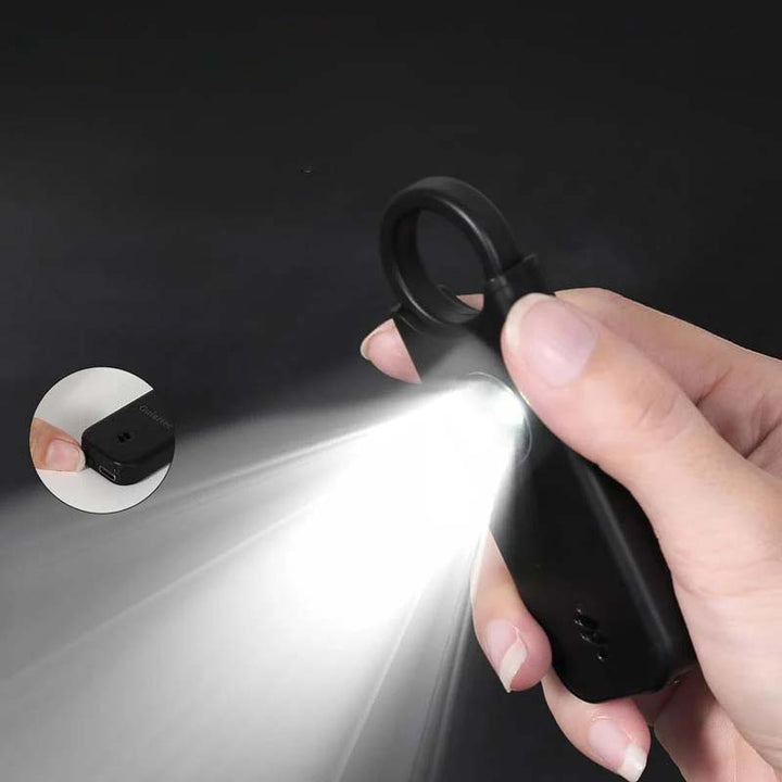 Kompakter Selbstverteidigungsalarm mit LED-Licht, ideal als Geschenk für Sicherheit.