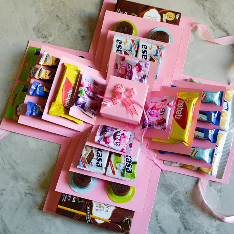 Jahrestags-Explosionsbox personalisiert mit Schmetterlingen. Romantisches DIY Geschenkset.