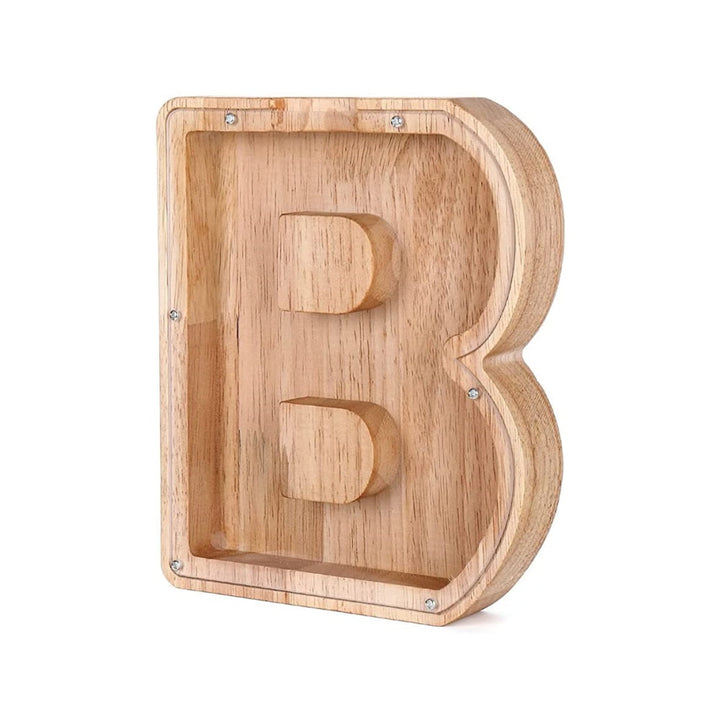 Holz-Sparschwein als Geldgeschenk-Verpackung, personalisierbar mit dem Namen des Kindes.