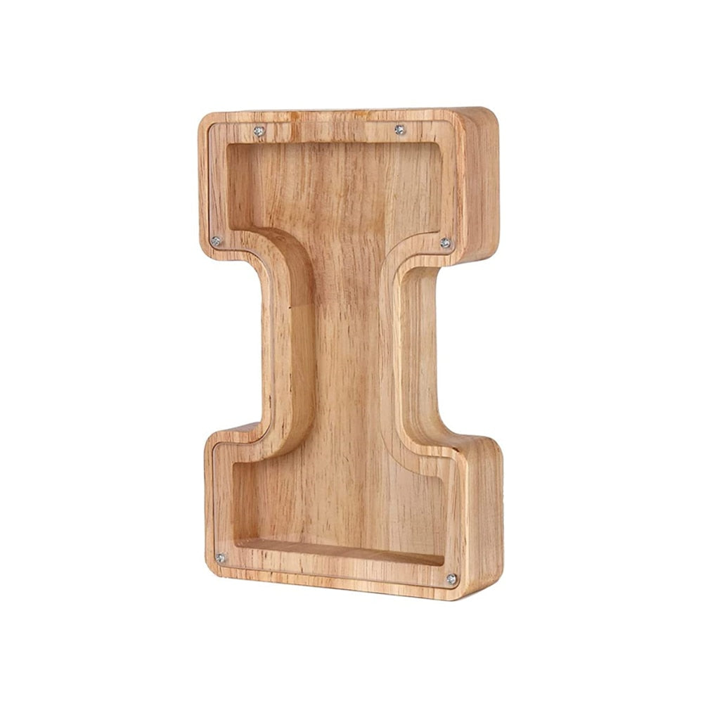 Kinder-Sparschwein aus Holz, personalisierbar mit Namen & Buchstaben, zum Sparen lernen.