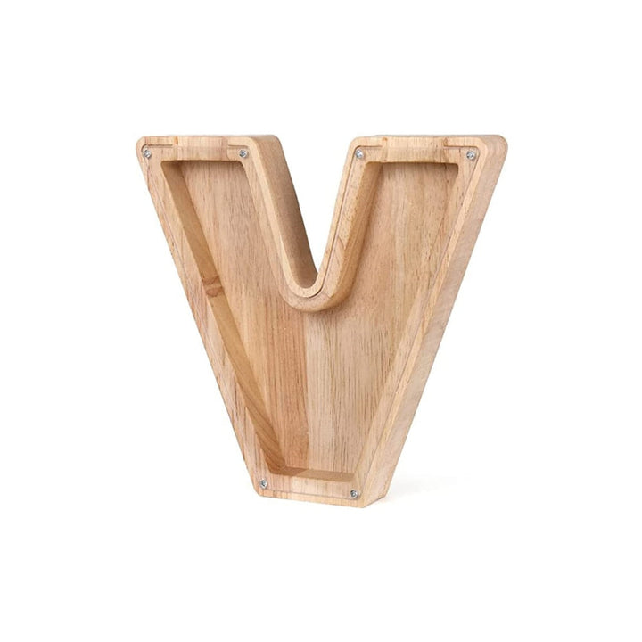 Holz-Sparschwein mit Alphabet-Buchstaben, personalisierbar, Lernspielzeug & Kinderzimmer-Deko.