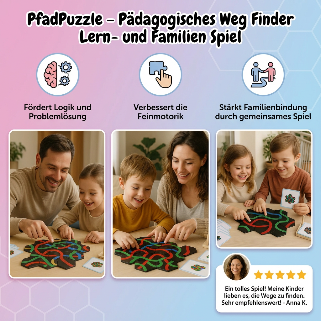 Kind konzentriert sich auf PfadPuzzle: Interaktives Lernspiel & Motorikspiel für junge Köpfe. Fördert Logik.