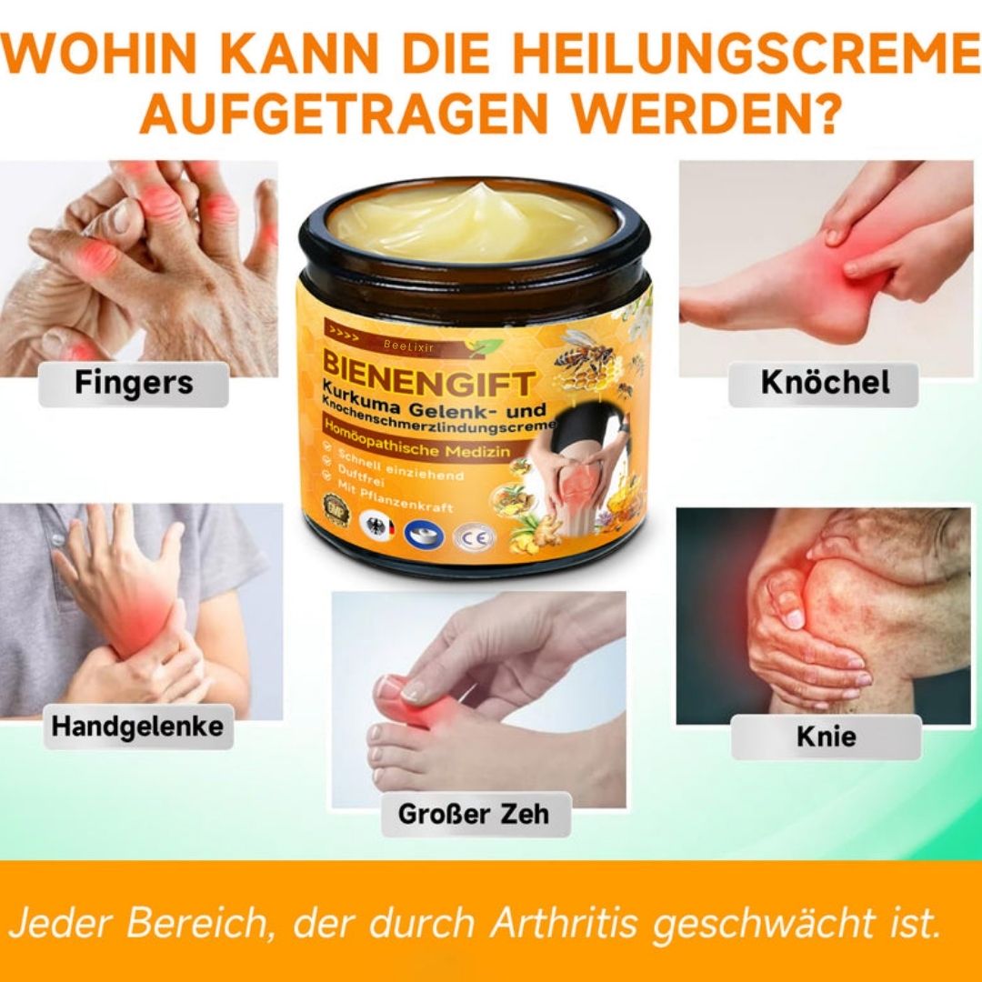 Nahaufnahme: Bienengiftcreme mit Hyaluron & Kollagen zieht schnell ein, spendet intensive Feuchtigkeit.