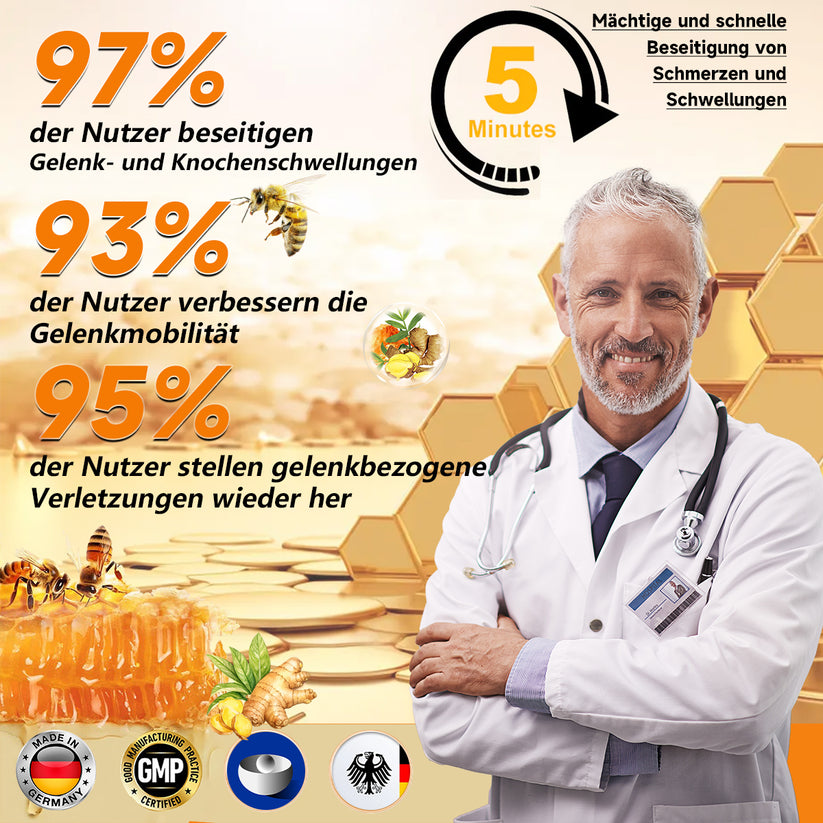 Edler Tiegel der Bienengiftcreme, angereichert mit Hyaluron & Kollagen, für strahlende, jugendliche Haut.