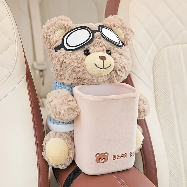 Rückbank Auto-Organizer aus Plüsch mit integriertem Taschentuchspender für Kinder & Familien auf Reisen.