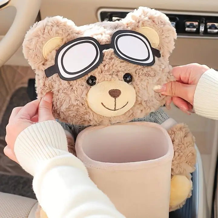 Multifunktionaler Plüsch Auto-Organizer für die Rückbank, bietet flexible Aufbewahrung für Kinderartikel.