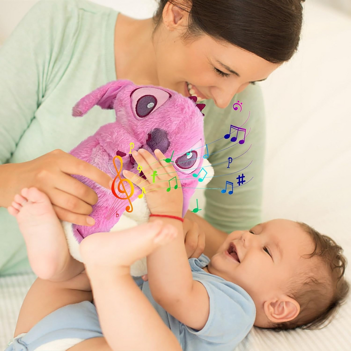 Interaktives Plüsch Stofftier, Nachtlicht und Musik, beruhigende Einschlafhilfe für Kinder.