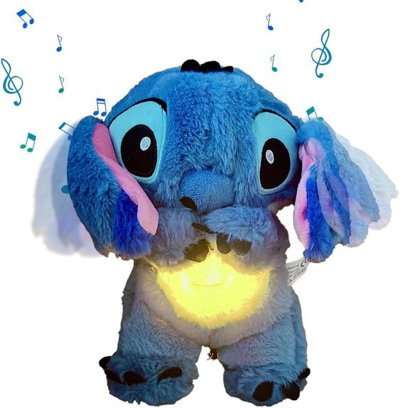 Flauschiges Plüsch Kuscheltier als Schlafbegleiter mit integriertem Nachtlicht und Musik für Kinder.