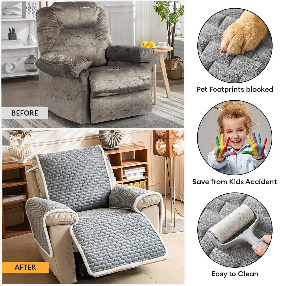 Waschbarer Sesselbezug aus Plüsch in Creme; bietet Komfort & Schutz für Ihren Recliner im Wohnzimmer.