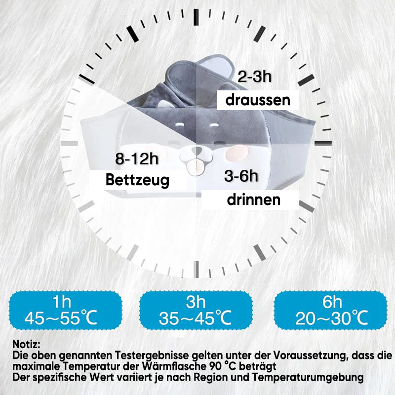 Niedlicher Plüsch Wärmegürtel mit Tierdesign. Wärmetherapie für Menstruations- & Rückenschmerzen.