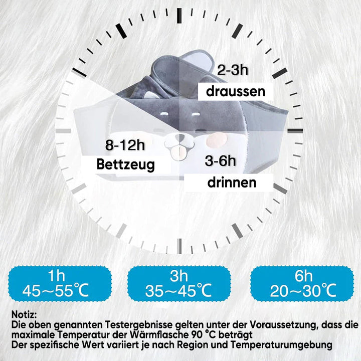 Niedlicher Plüsch Wärmegürtel mit Tierdesign. Wärmetherapie für Menstruations- & Rückenschmerzen.
