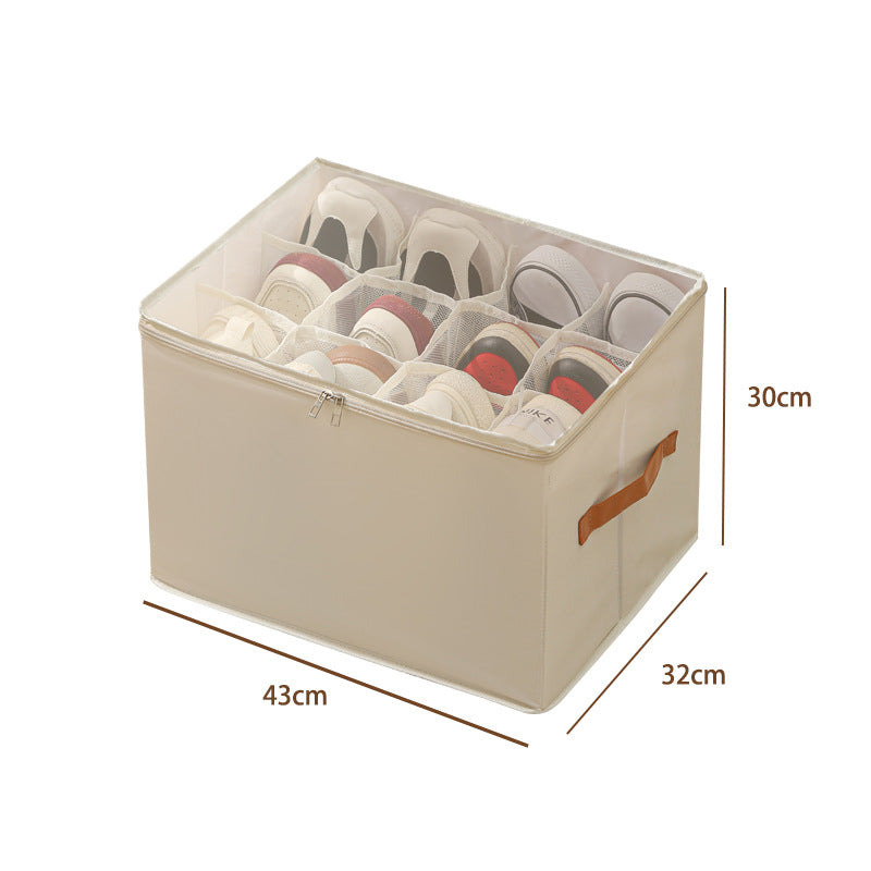 Reihe von ShoeBox Fold Boxen für ein klares Ordnungssystem und aufgeräumte Schuhaufbewahrung.