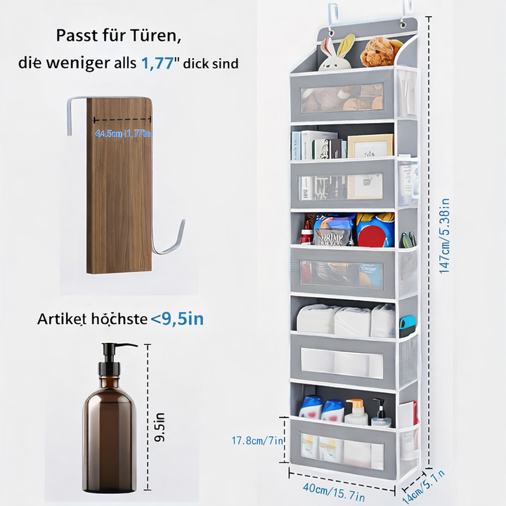 Robuster Spielzeugorganizer aus Stoff für Kinderzimmer. Hängeorganizer schafft platzsparende Aufbewahrung.