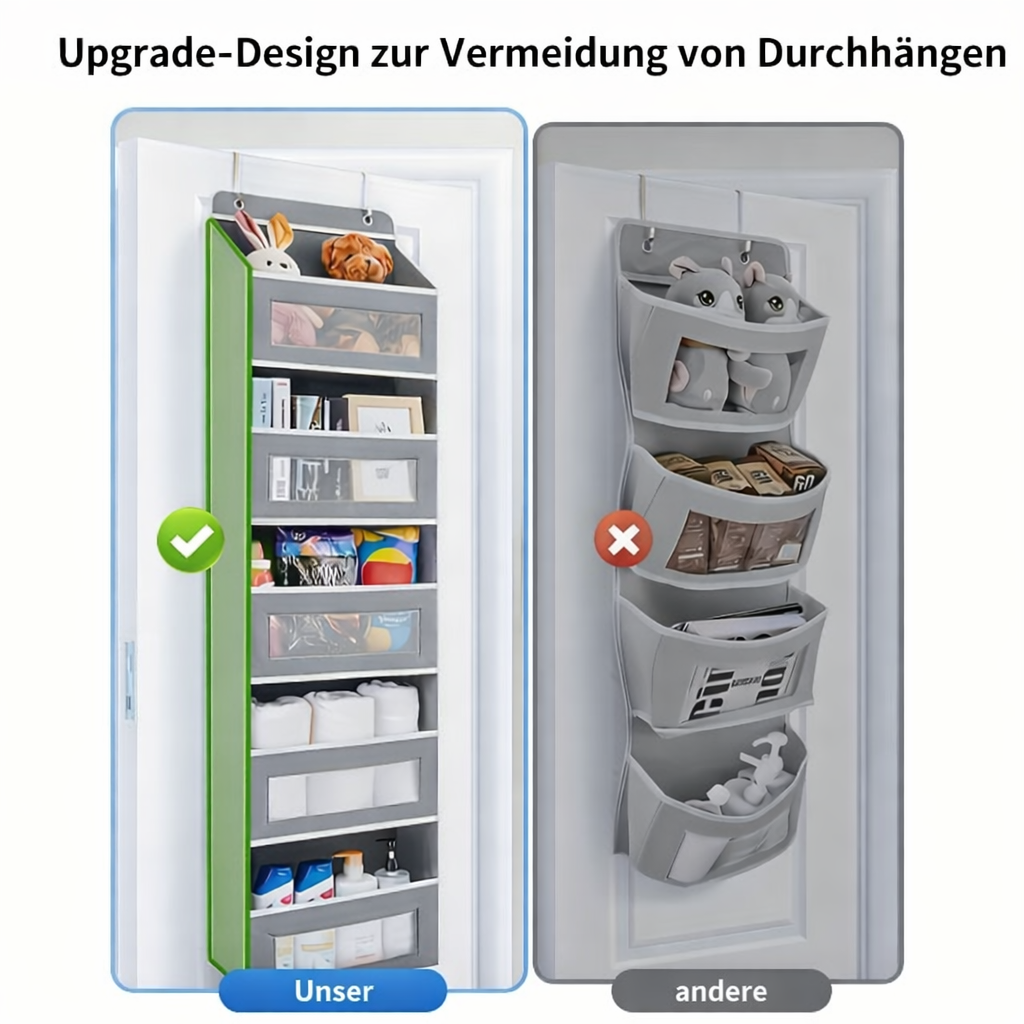 Vielseitiger Stofforganizer mit mehreren Fächern; perfekt als Schrankorganizer oder Türhängesystem.