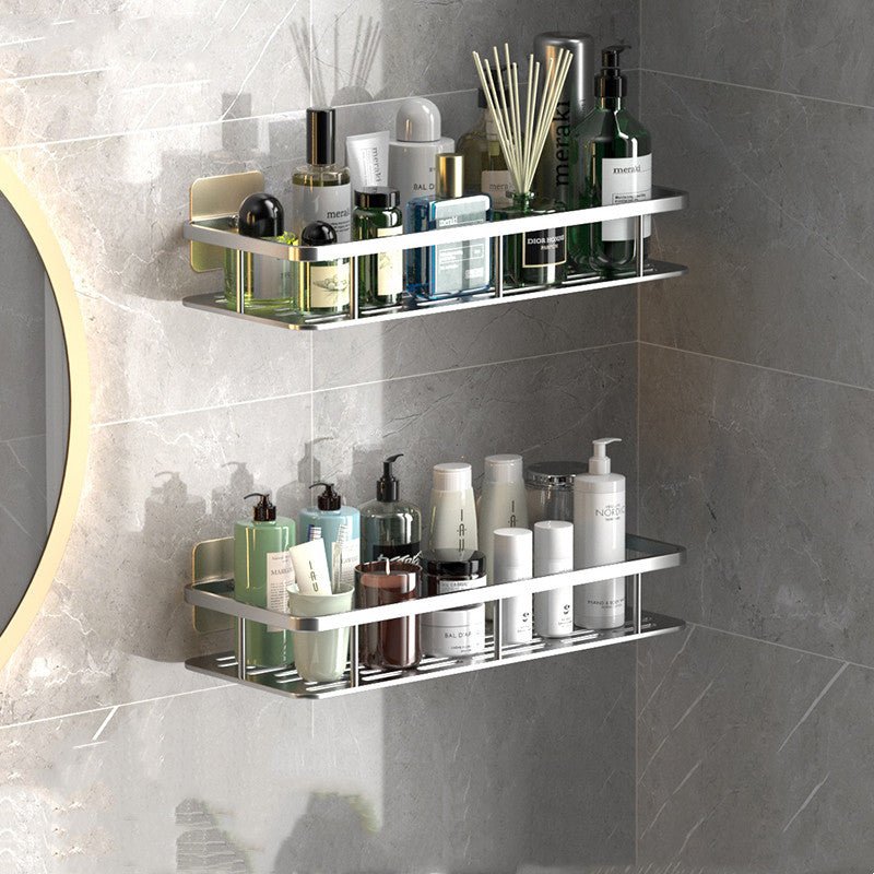 Aluminium Kleberegal für Badezimmer, einfache Wandmontage ohne Bohren, ideal zur Aufbewahrung von Badzubehör.