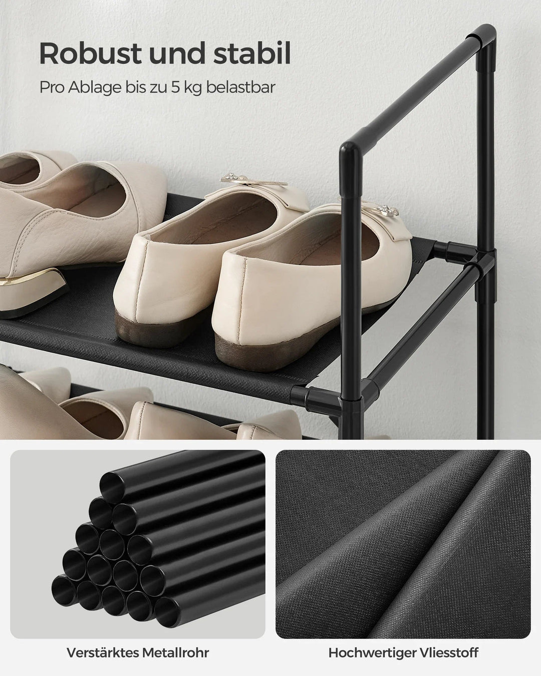 Modernes Design Schuhregal als praktisches Ordnungssystem für Schuhe, optimiert den Stauraum zu Hause.