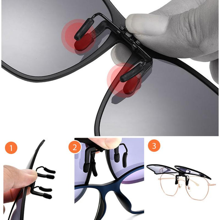 Clip-On Flip-Up Sonnenbrille, polarisiert, für Damen & Herren, idealer UV-Schutz, leicht und komfortabel.
