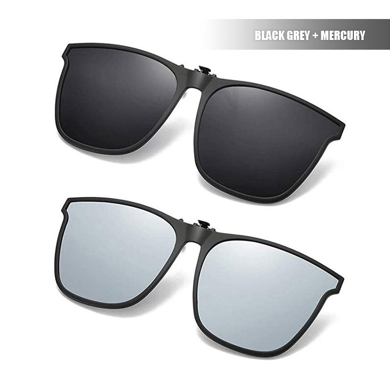 Vielseitige faltbare Clip-on Sonnenbrille, polarisiert, für Urlaub und Outdoor.