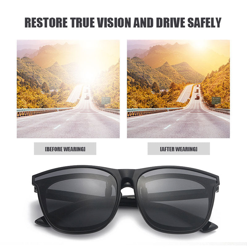 Faltbare polarisierte Clip-on Sonnenbrille mit Blendschutz für klare Sicht.