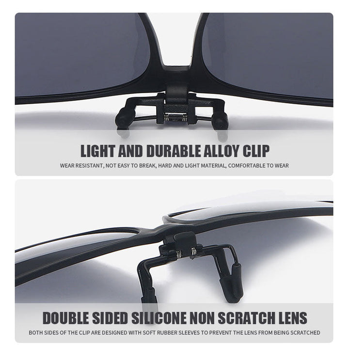 Die faltbare Clip-on Sonnenbrille mit UV400-Schutz und Polarisation.