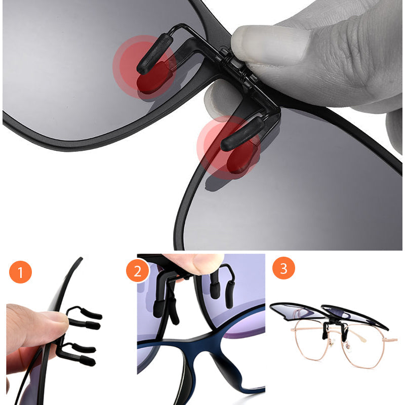 Hochwertiger unisex Sonnenbrillen-Clip, polarisiert, für Korrektionsbrillen, schützt zuverlässig vor UV400.