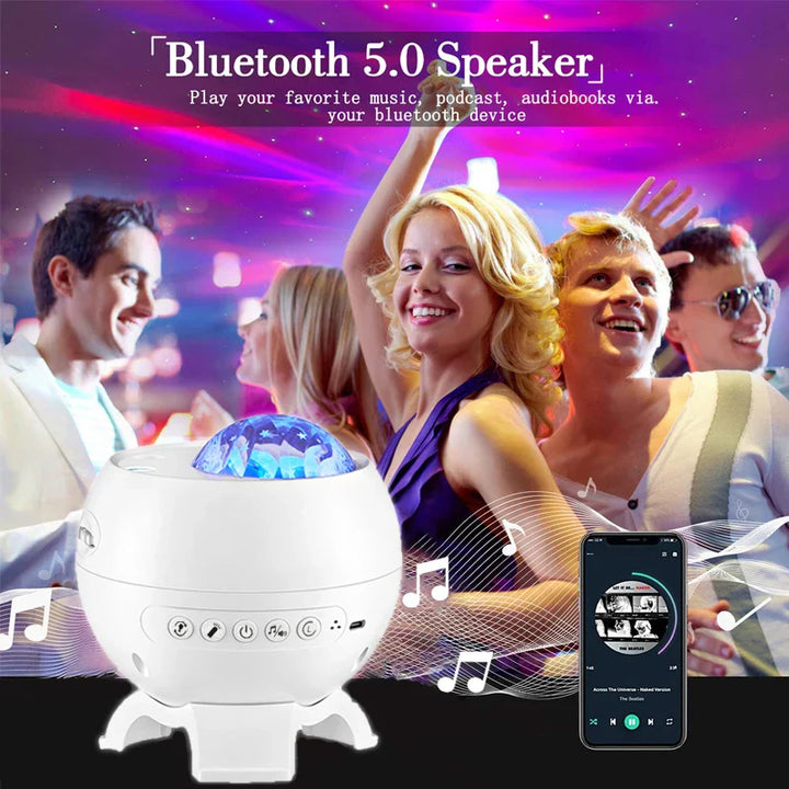Polarlicht Projektor mit Bluetooth-Lautsprecher & beruhigendem weißen Rauschen für Entspannung & Schlafhilfe.