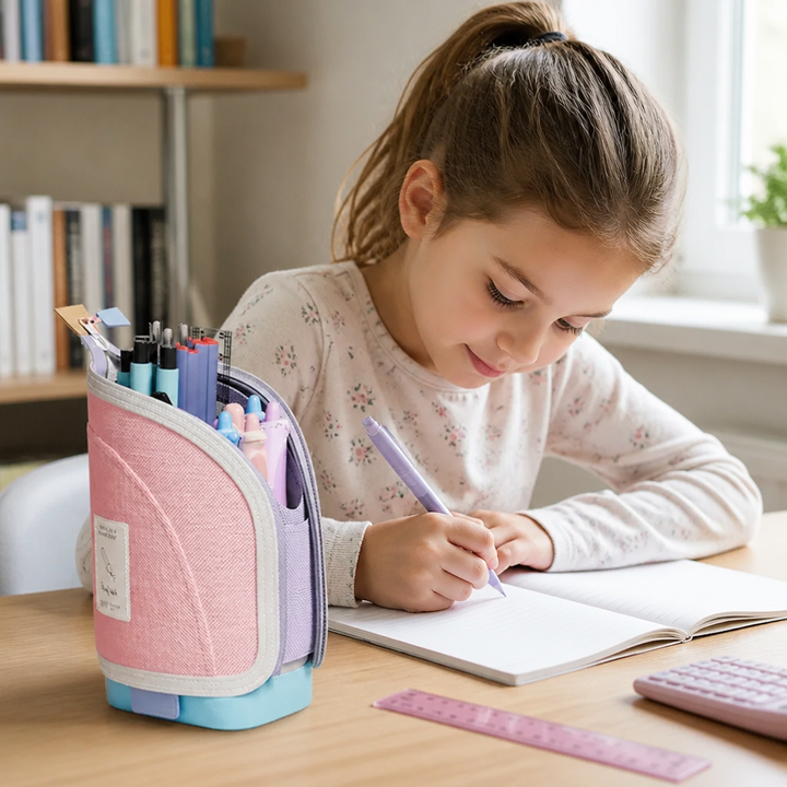 Pop-Up Federmäppchen als flexibler Stiftehalter & Schreibtisch-Organizer für Schule, Büro & Schreibwaren.