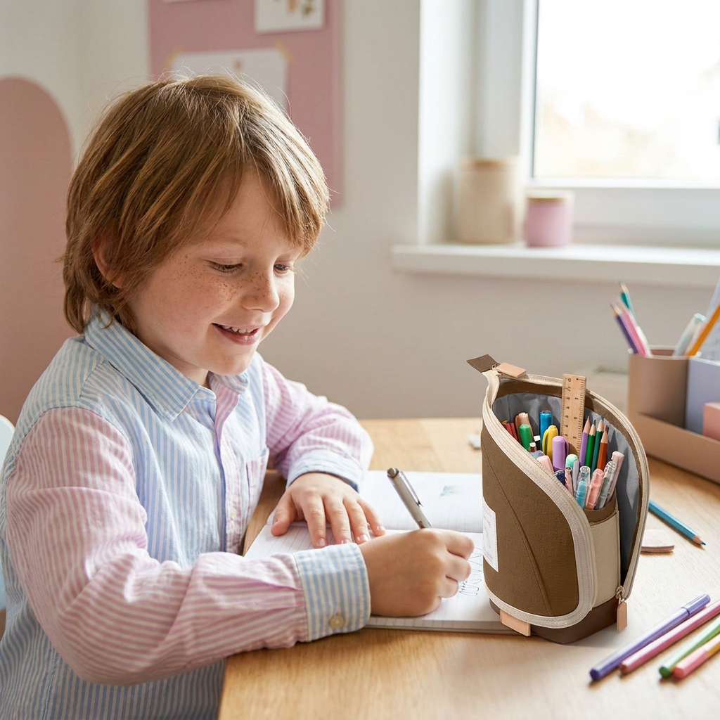 Farbiges Pop-Up Federmäppchen mit ausziehbarer Stiftehalter-Funktion. Perfekte Aufbewahrung & Schreibtisch-Ordnung.