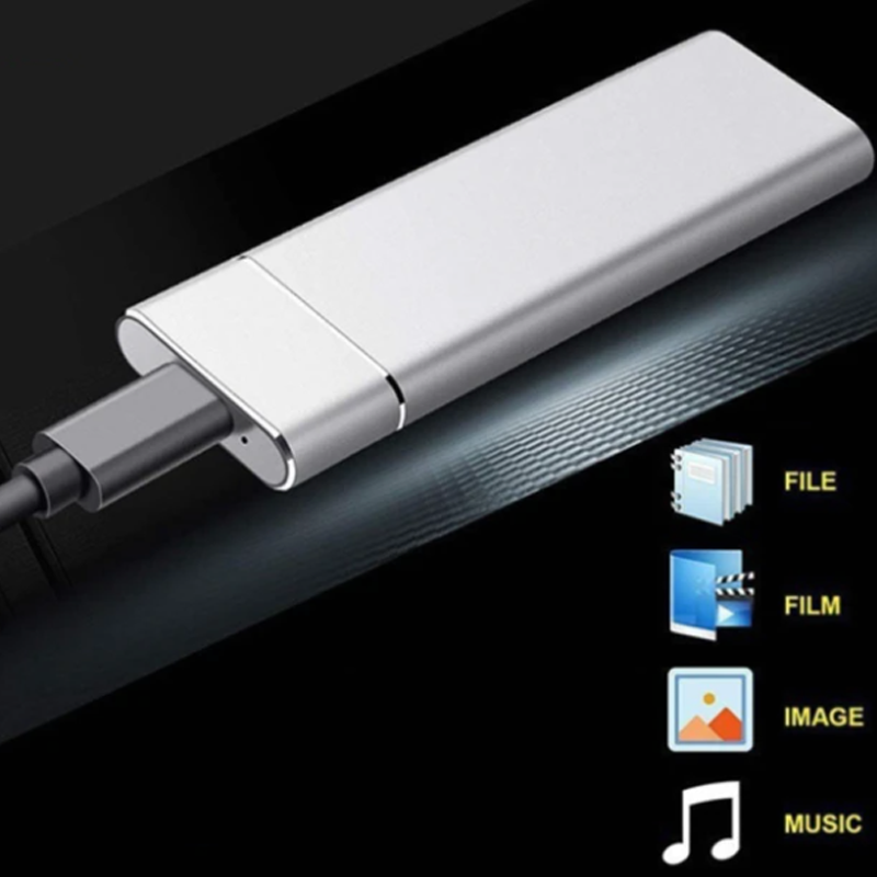 High-Speed externe SSD Festplatte mit USB-C Anschluss für blitzschnelle Datenübertragung und effiziente Datensicherung.