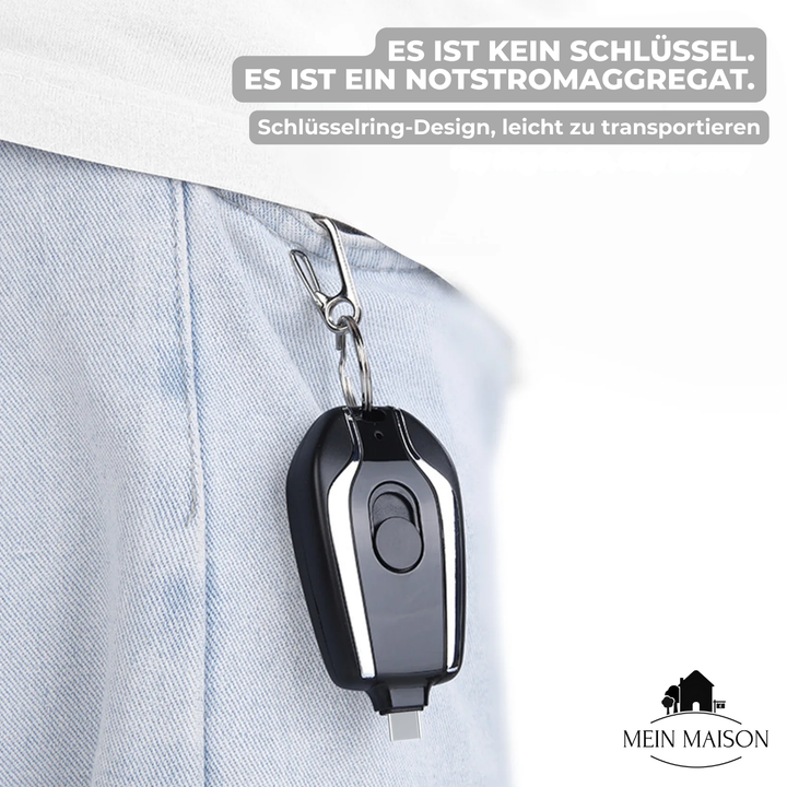 Kompaktes Reise Ladegerät, Powerbank für unterwegs, schnelles Laden von Smartphones.