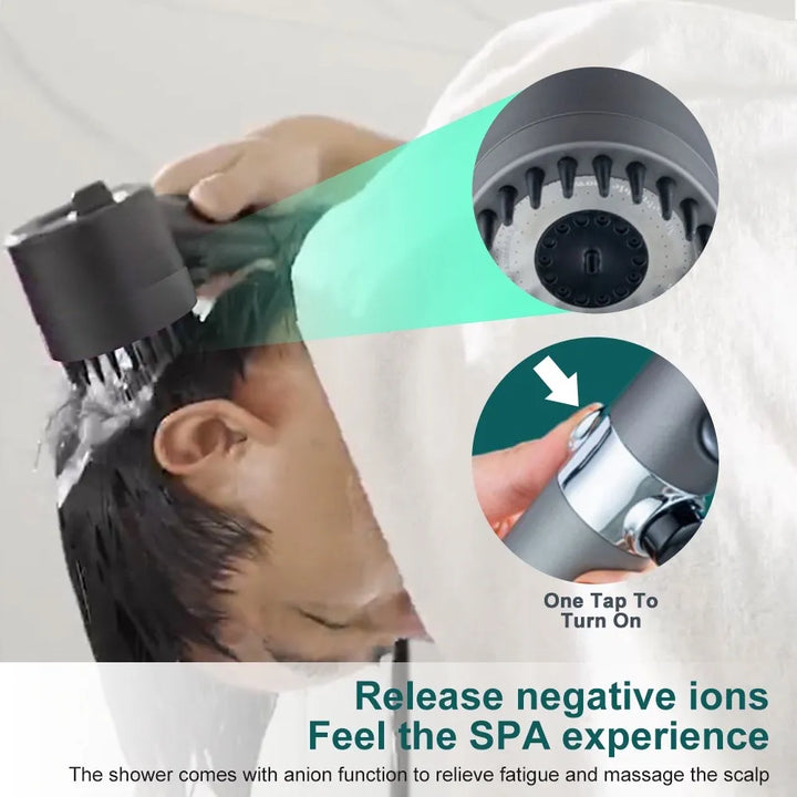 Luxuriöser PowerSpray Duschkopf mit Hochdruck-Wasserstrahl, integriertem Filter & Spa-Effekt für entspannende Duschen.